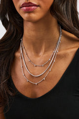 Triple Layer Iced Stone Chain - 5mm - White