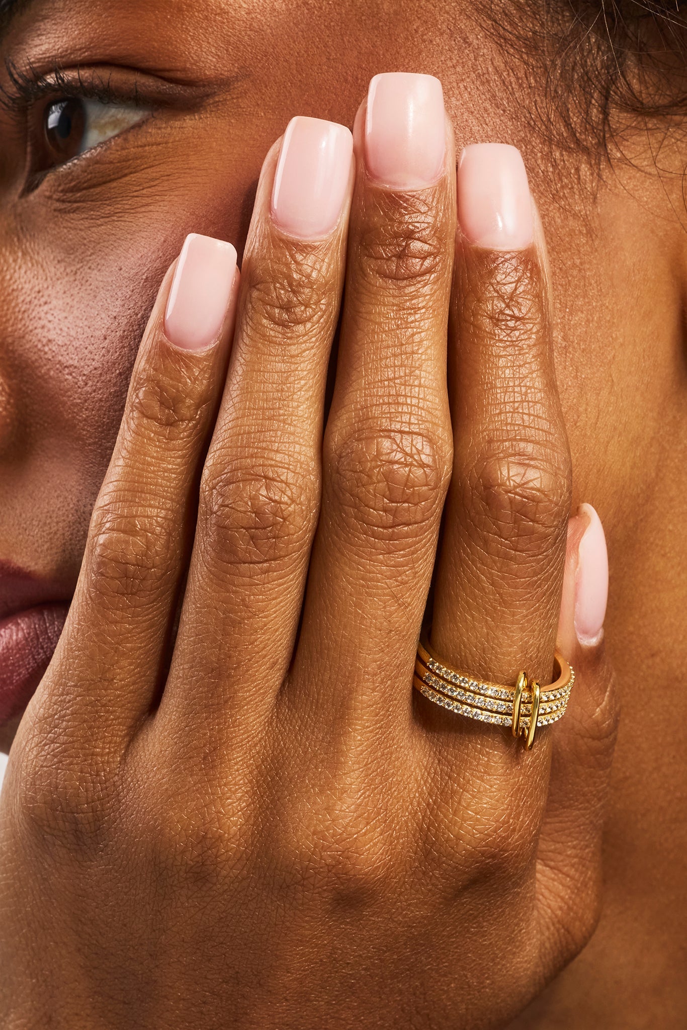 Triple Row Iced Ring - 8mm - Gold