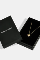 Triple Motif and Multi Gem Necklace - 10mm - Gold & Large Premium Gift Box