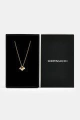 Triple Motif and Multi Gem Necklace - 10mm - Gold & Large Premium Gift Box