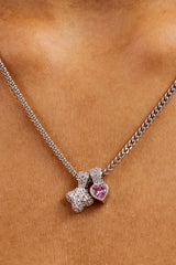 Iced Motif & Heart Cuban Necklace - 10mm - White