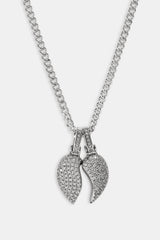 Iced Heartbreak Pendant Necklace - 15mm - White