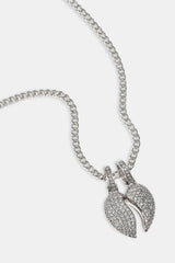Iced Heartbreak Pendant Necklace - 15mm - White