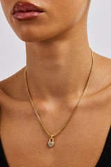 Iced Heart Pendant Necklace - 15mm - Gold