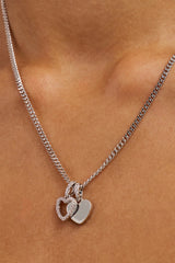 Double Layer Heart Necklace - 10mm - White