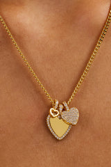 Triple Layer Heart Necklace - 25mm - Gold