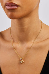 Iced Padlock & Motif Necklace - 10mm - Gold