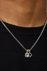 Mens Motif & Gem Card Necklace - 10mm - White