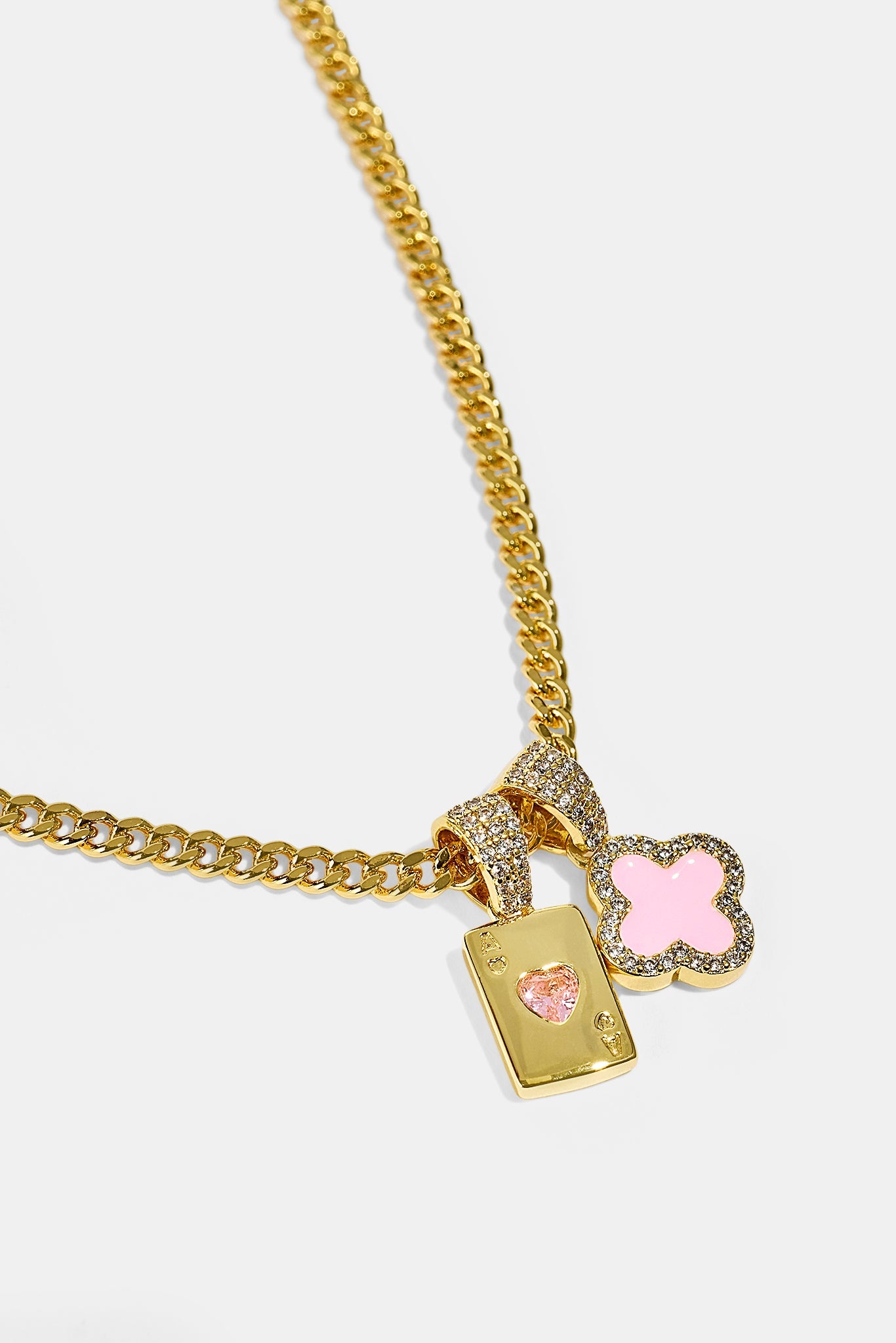 Motif & Gem Card Necklace - 10mm - Gold
