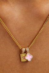Motif & Gem Card Necklace - 10mm - Gold