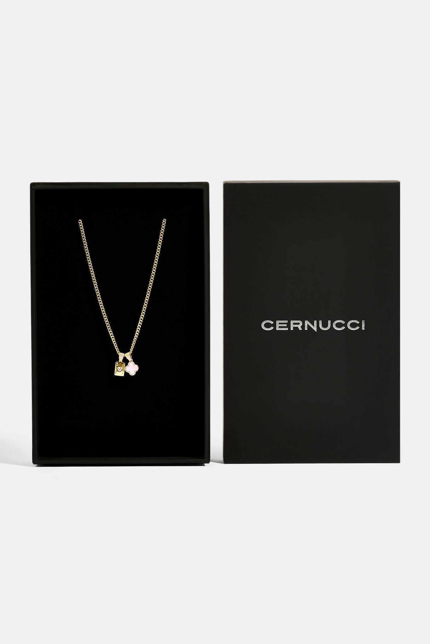 Motif & Gem Card Necklace - 10mm - Gold & Large Premium Gift Box