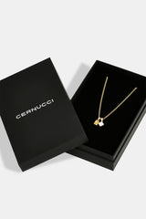 Motif & Gem Card Necklace - 10mm - Gold & Large Premium Gift Box
