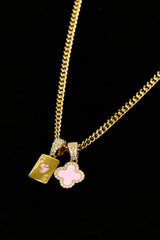 Motif & Gem Card Necklace - 10mm - Gold & Large Premium Gift Box