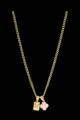 Motif & Gem Card Necklace - 10mm - Gold & Large Premium Gift Box