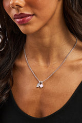 Motif & Gem Card Necklace - 10mm - White
