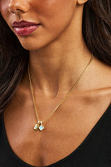 Baby Blue Motif & Gem Card Necklace - 10mm - Gold