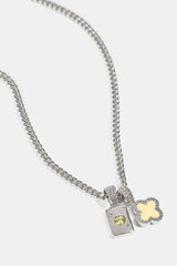 Lemon Motif & Gem Card Necklace - 10mm - White