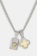Lemon Motif & Gem Card Necklace - 10mm - White
