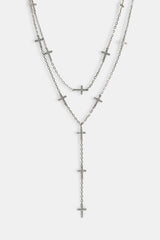 Double Layer Iced Cross Y Drop Chain - 15mm - White