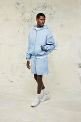 Washed Relaxed Fit Jersey Short - Light Blue