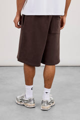 Embroidered Jersey Jort - Coffee