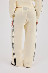 Knitted Taping Wide Leg Jogger - Off White
