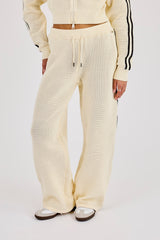 Knitted Taping Wide Leg Jogger - Off White