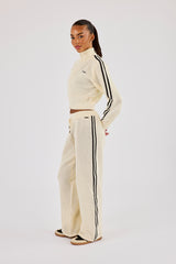 Knitted Taping Wide Leg Jogger - Off White