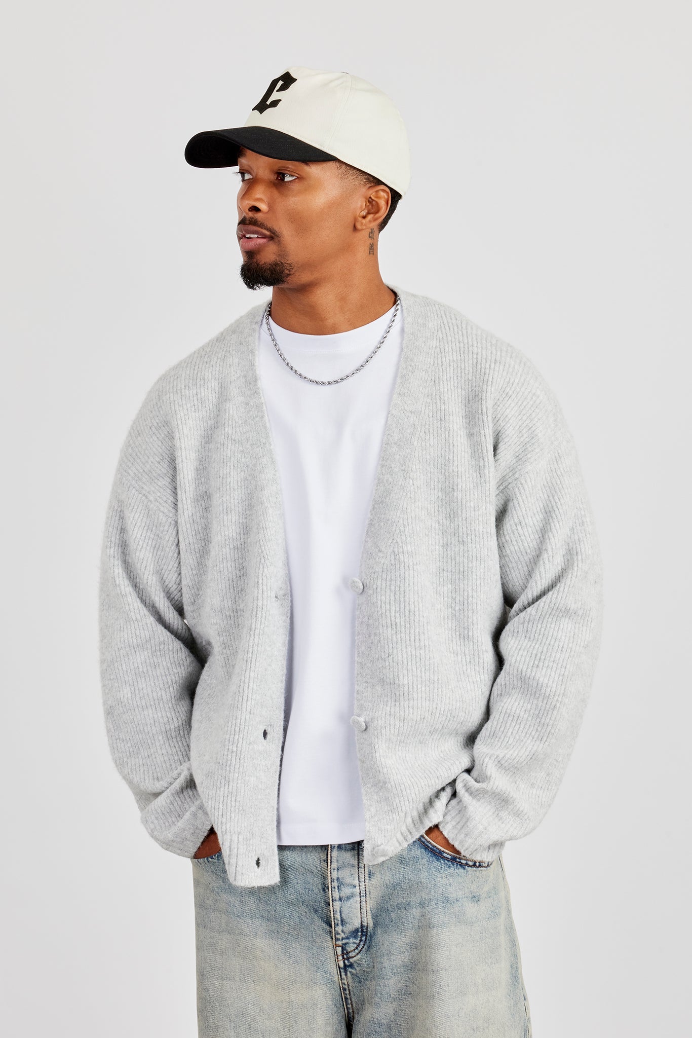 Knitted Cardigan - Light Grey