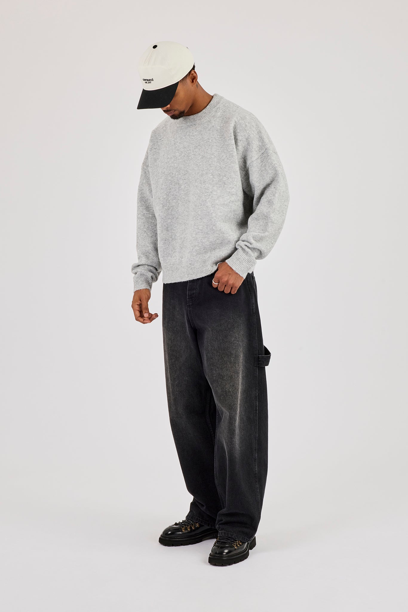 Knitted Applique Sweatshirt - Grey