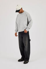 Knitted Applique Sweatshirt - Grey