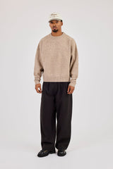 Knitted Applique Embroidered Sweatshirt - Taupe