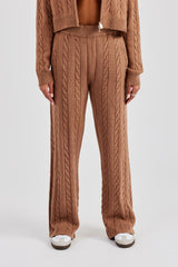 Cable Knit Wide Leg Jogger - Tan