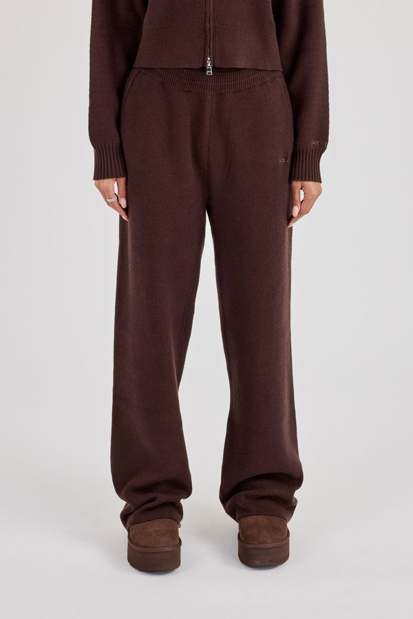 Rib Knit Jogger - Brown