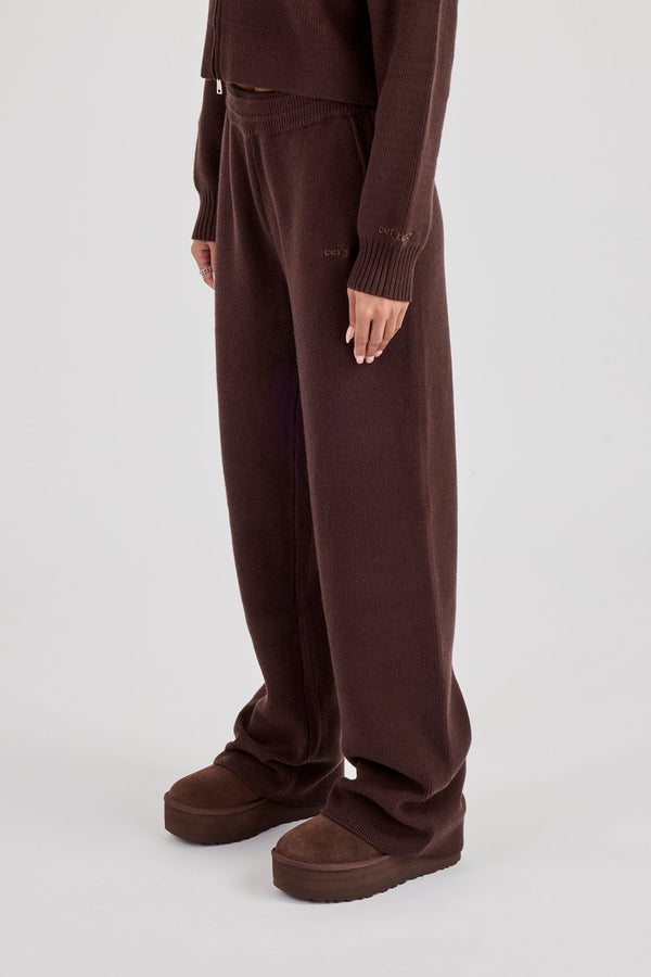 Rib Knit Jogger - Brown