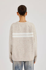 Oversized Knitted Stripe Sweater - Off White