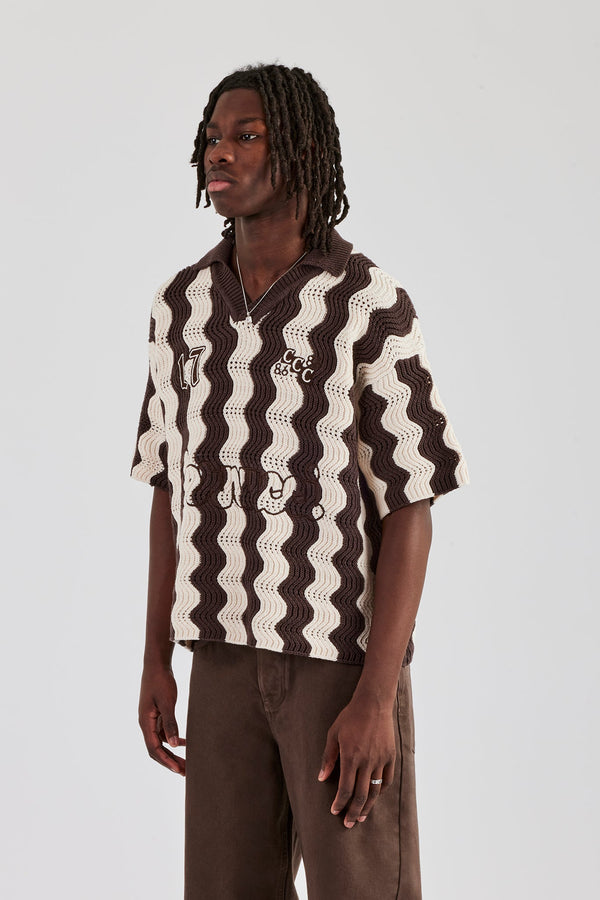 Knitted Football Top - Chocolate