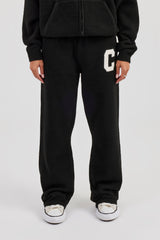 Wide Leg Knitted Jogger - Black