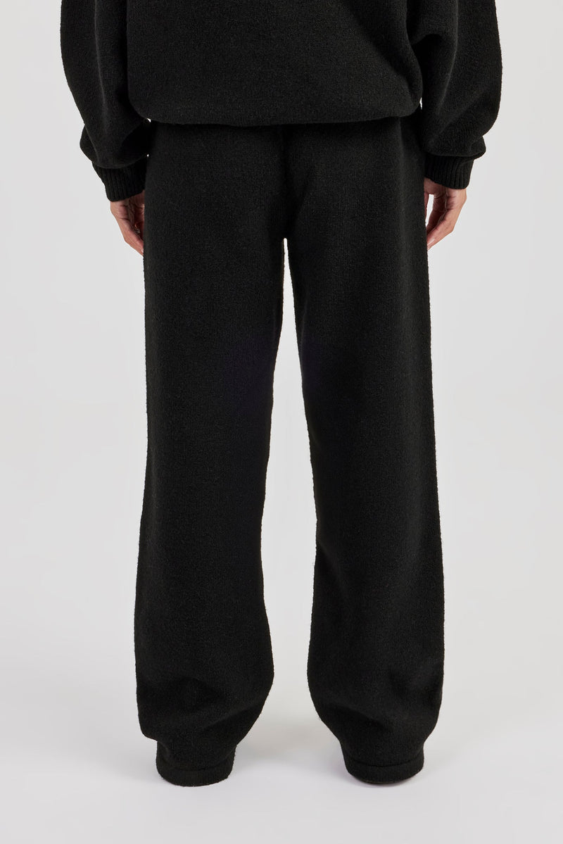 Wide Leg Knitted Jogger - Black