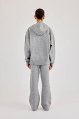 Hooded Zip Through Knitted Tracksuit - Grey