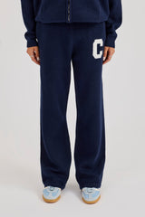 Wide Leg Knitted Jogger - Navy