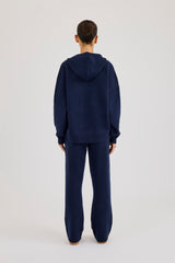 Hooded Zip Through Knitted Tracksuit - Navy