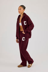 Wide Leg Knitted Jogger - Burgundy