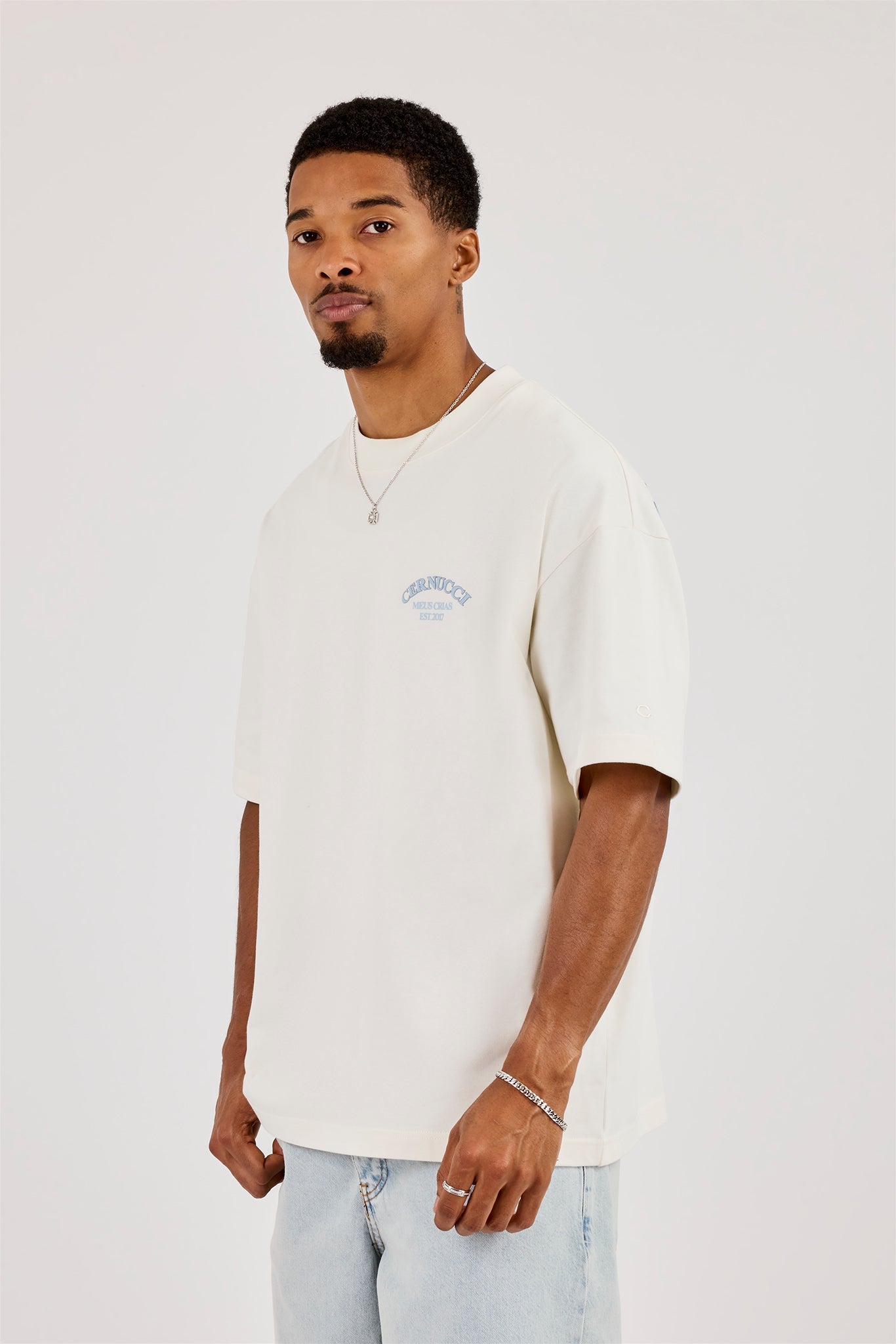 Oversized Back Logo Printed T-Shirt - Off White
