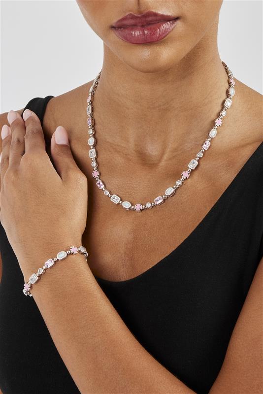 Pink & Clear Multi Gemstone Chain & Bracelet - 6mm