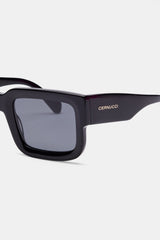 Oversized Thick Frame Acetate Sunglasses - Black