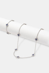 Blue Enamel Cross Motif Chain & Bracelet