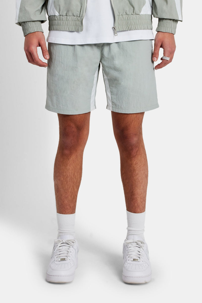 Nylon Panelled Track Short - Light Grey