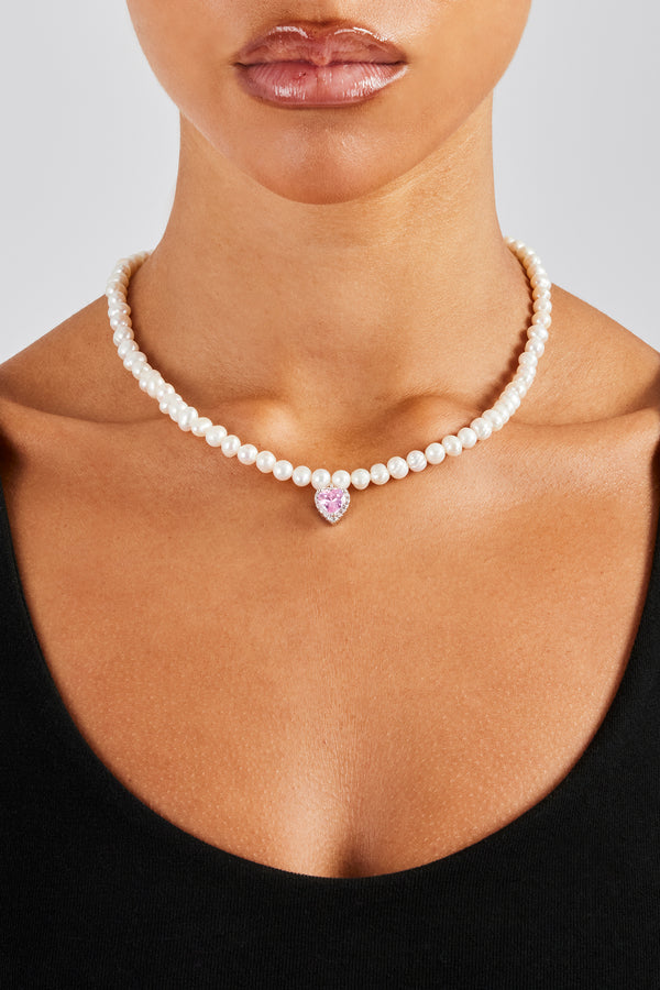 Freshwater Pearl Heart Necklace - 6mm