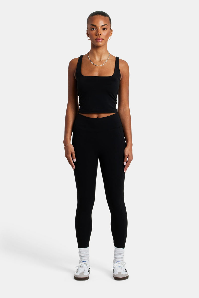 Deep Waistband Legging - Black